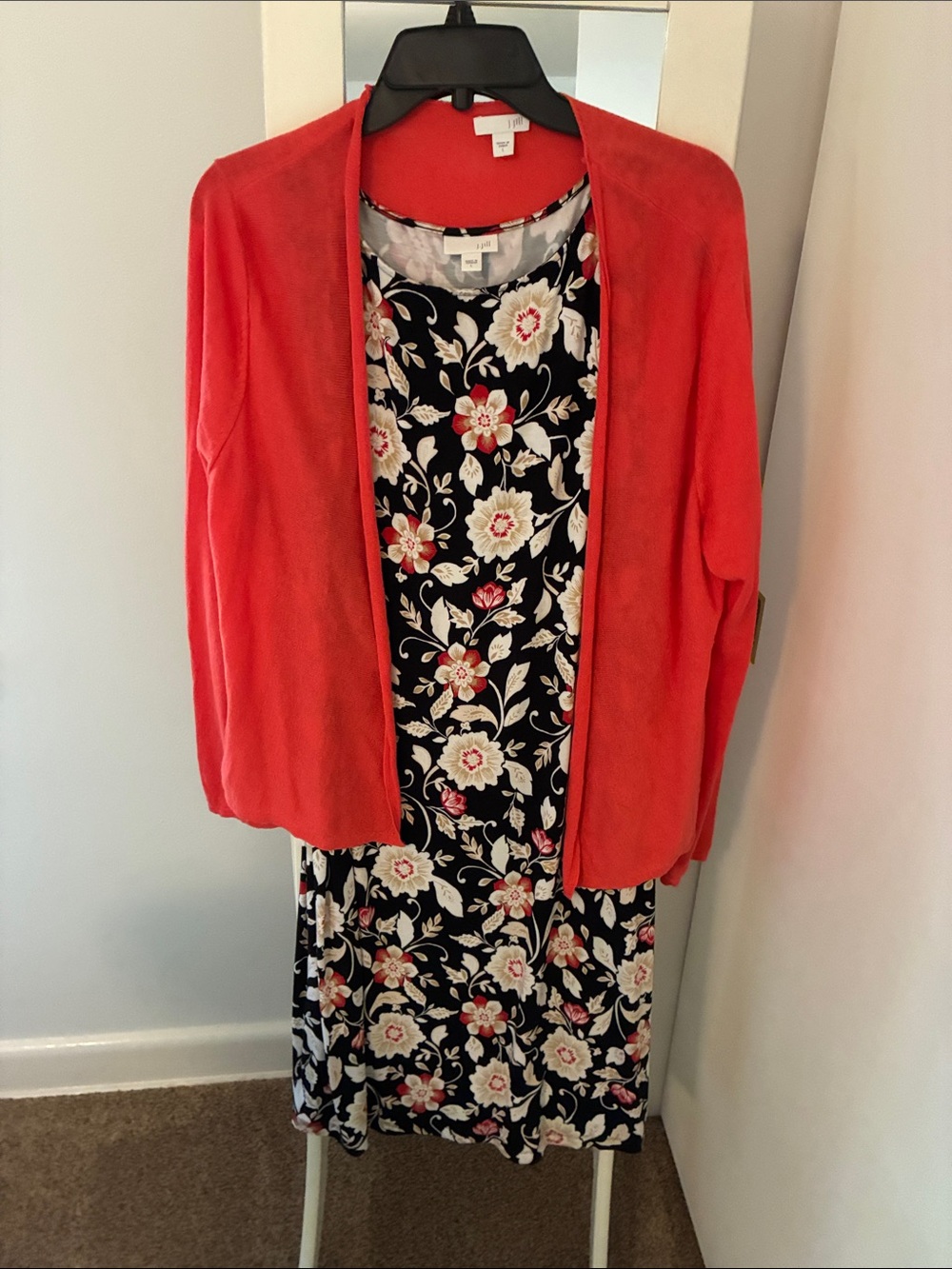 J. Jill Coral Open Cardigan in Vibrant Coral
